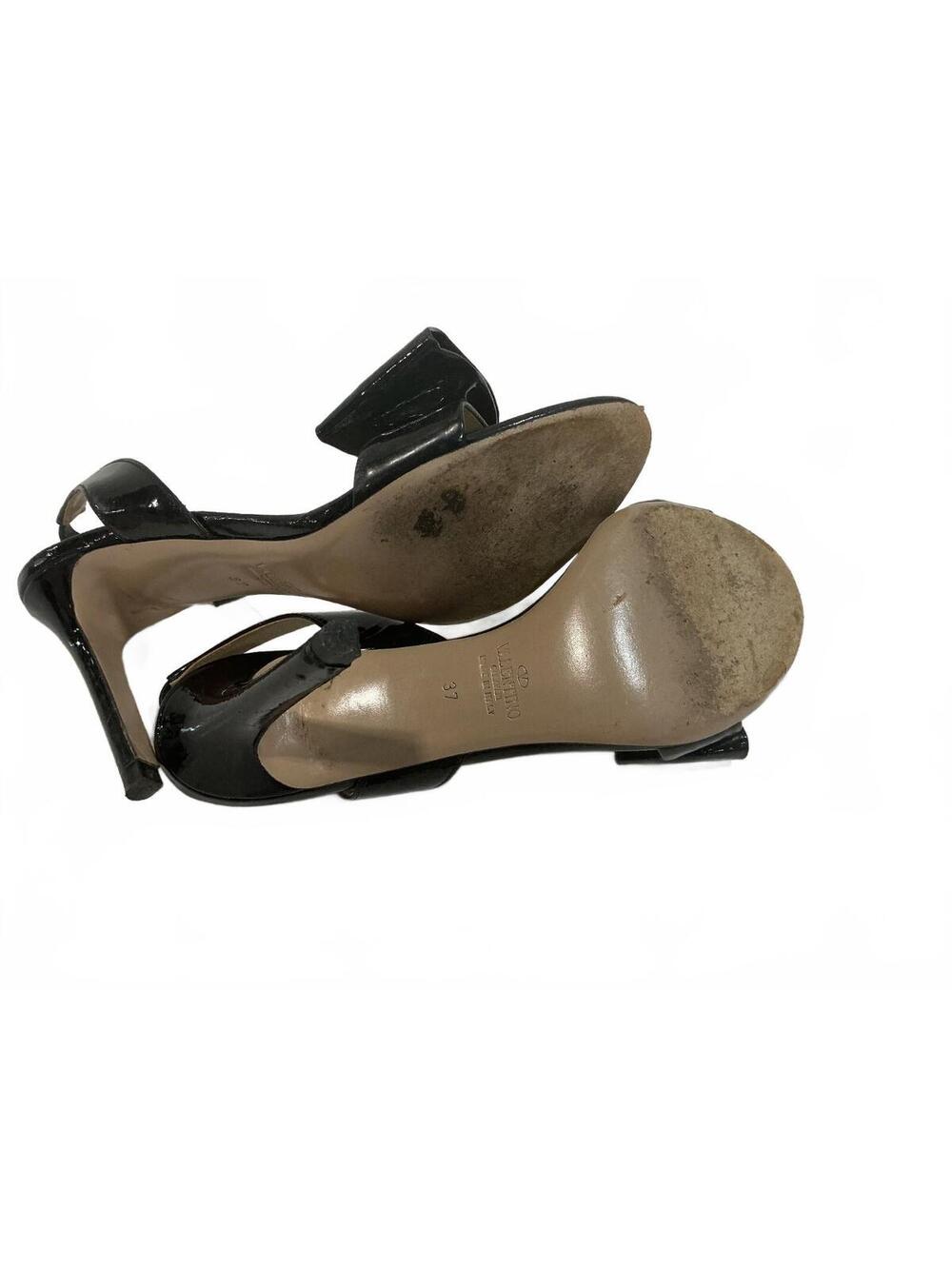 Valentino Garavani Black Patent Leather Bow Slingback Pumps Size 37 - Picture 6 of 9